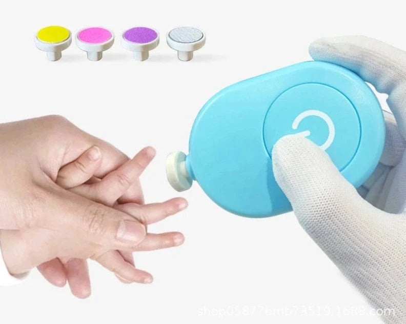 Coupe-ongles électrique bleu pour enfants, idéal pour soins et manucure bébé